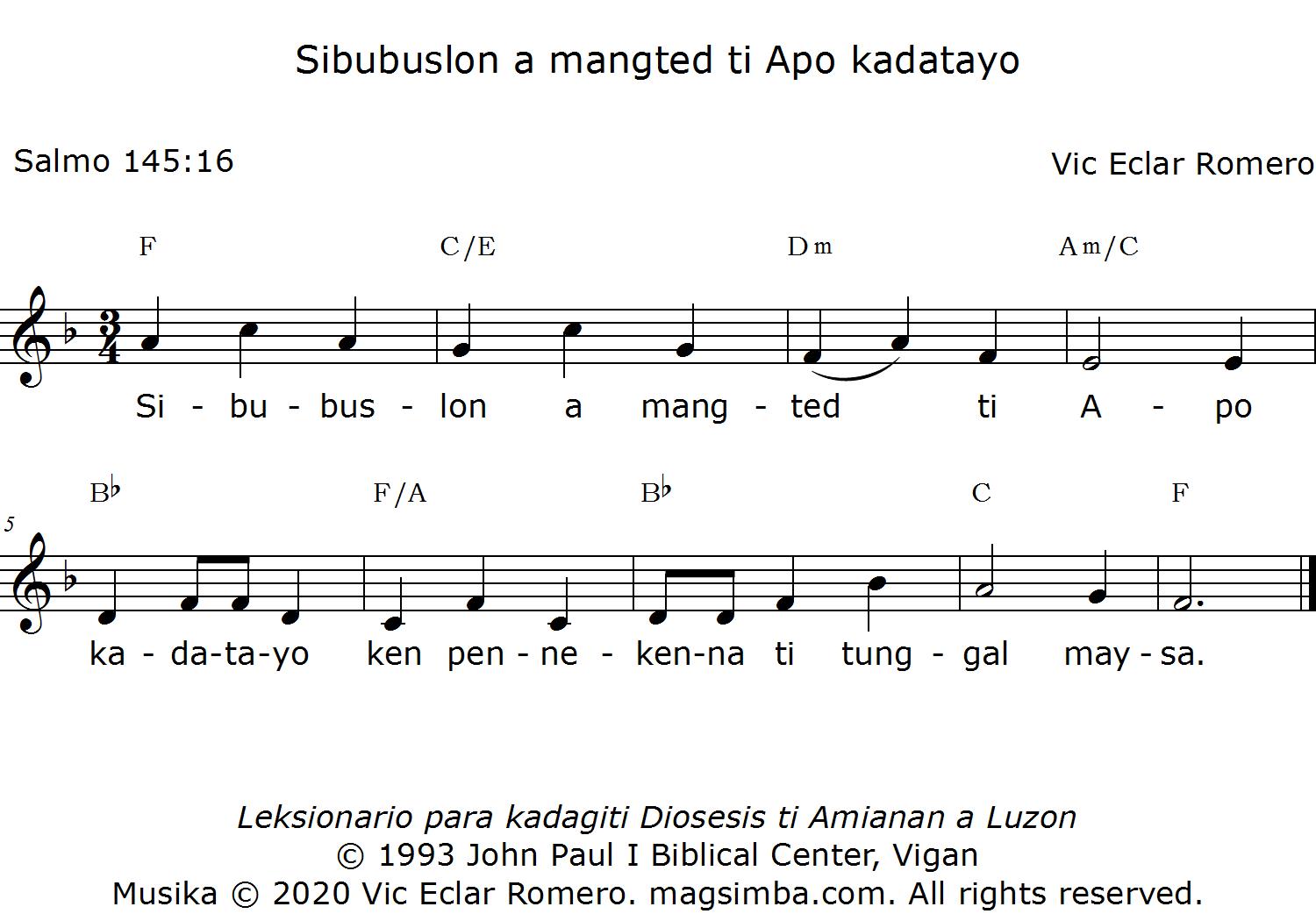Sibubuslon a mangted ti Apo kadatayo 145,16